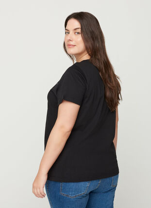Bomulls t-shirt med nitar, Black, Model image number 1