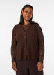 &Auml;rml&ouml;s topp med v&aring;gig struktur och kn&auml;ppning, Brun, Model image number 0