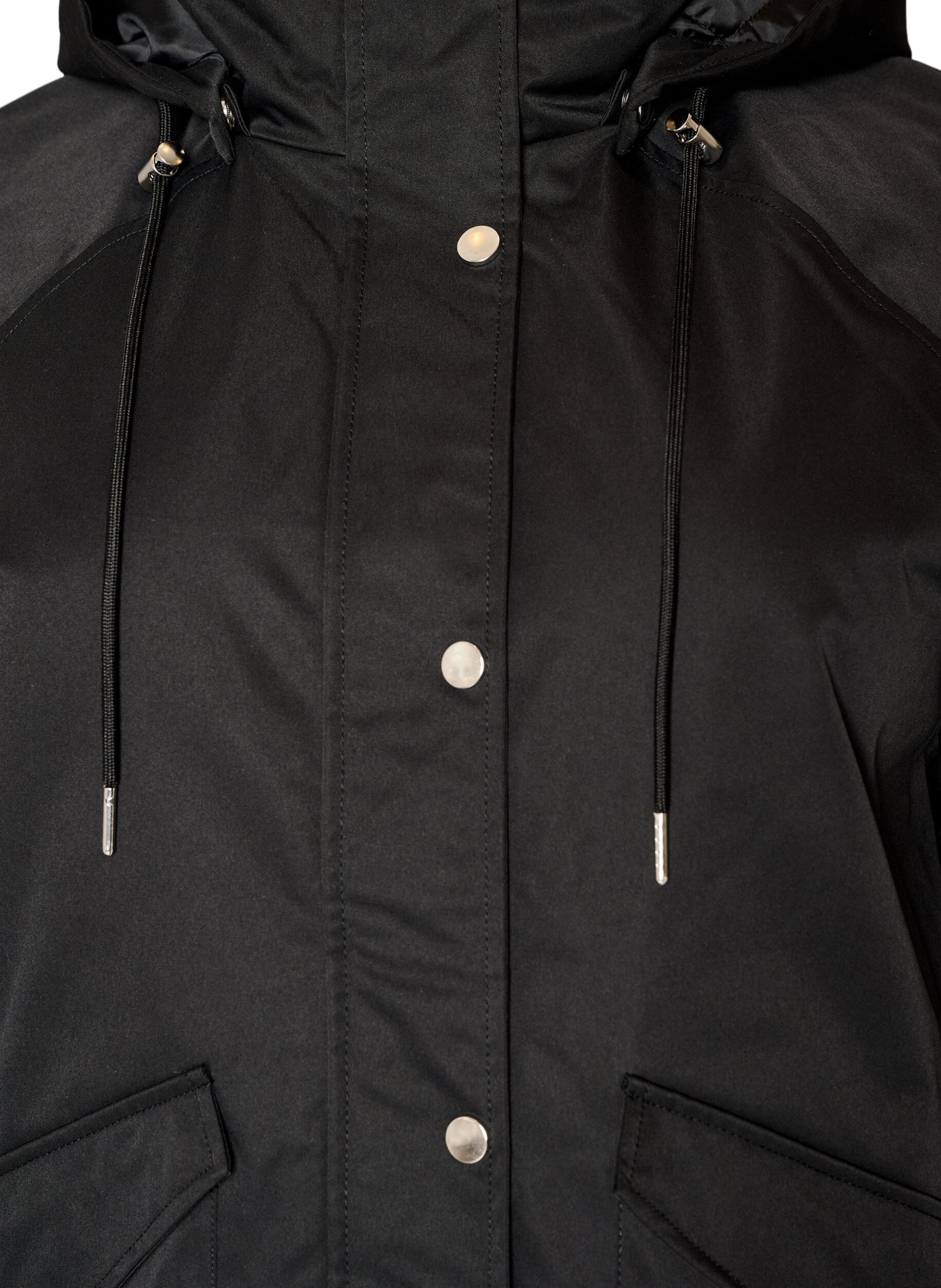 ZizziVadderad parkas med avtagbar huva, Svart, Packshot image number 2