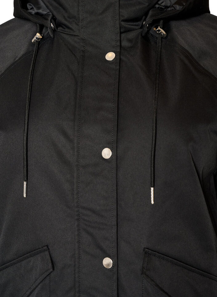 Vadderad parkas med avtagbar huva, Svart, Packshot image number 2