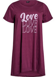 Kort&auml;rmat nattlinne i ekologisk bomull, M&ouml;rk Bordeaux