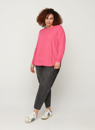 Stickad tröja med rund halsringning, Hot Pink, Model image number 2