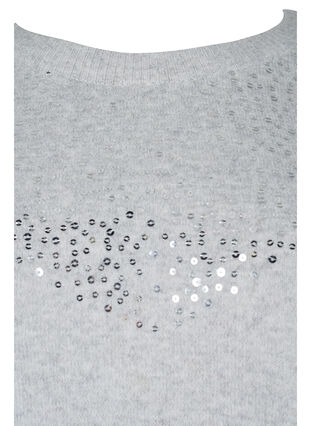 Melerad stickad tröja med paljetter, Light Grey Melange, Packshot image number 2