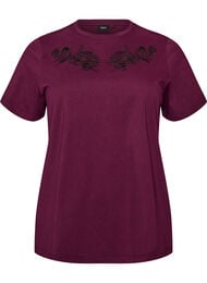 T-shirt med blombroderi och strasstenar, Lila