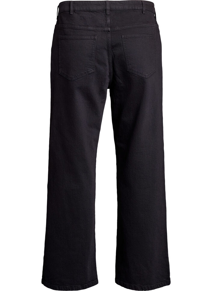 Jeans med vida ben och hög midja, Svart, Packshot image number 1