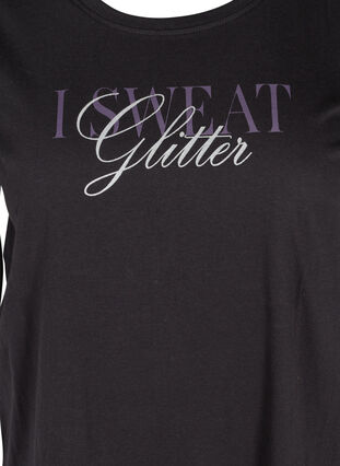 T-shirt till träning med print, Black Glitter, Packshot image number 2