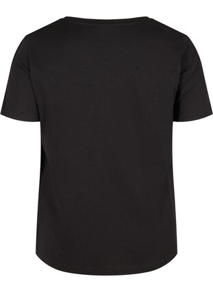 T-shirt i bomull med spets, Black, Packshot image number 1