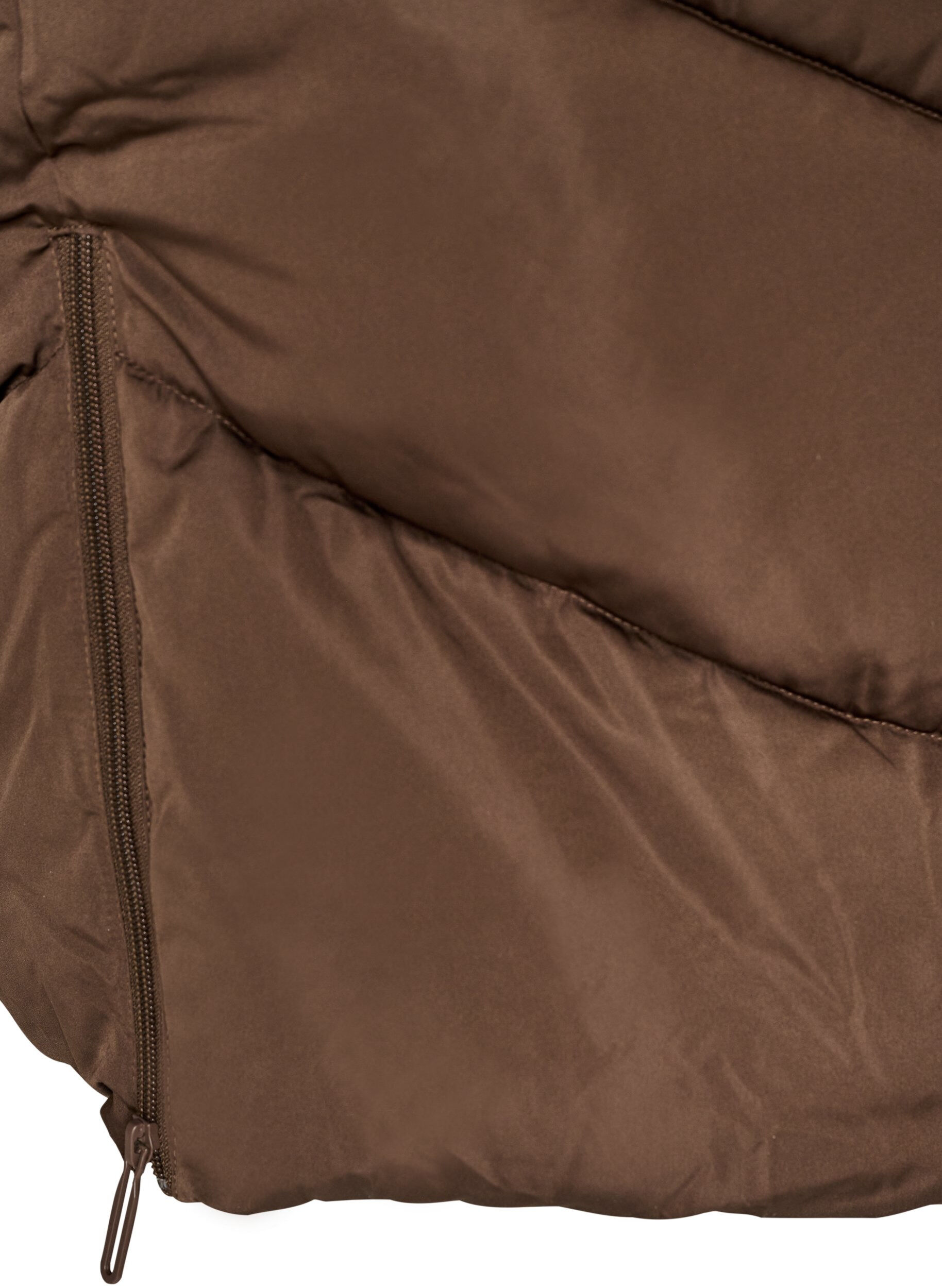ZizziL&aring;ng pufferjacka med huva och fickor, Brun, Packshot image number 4