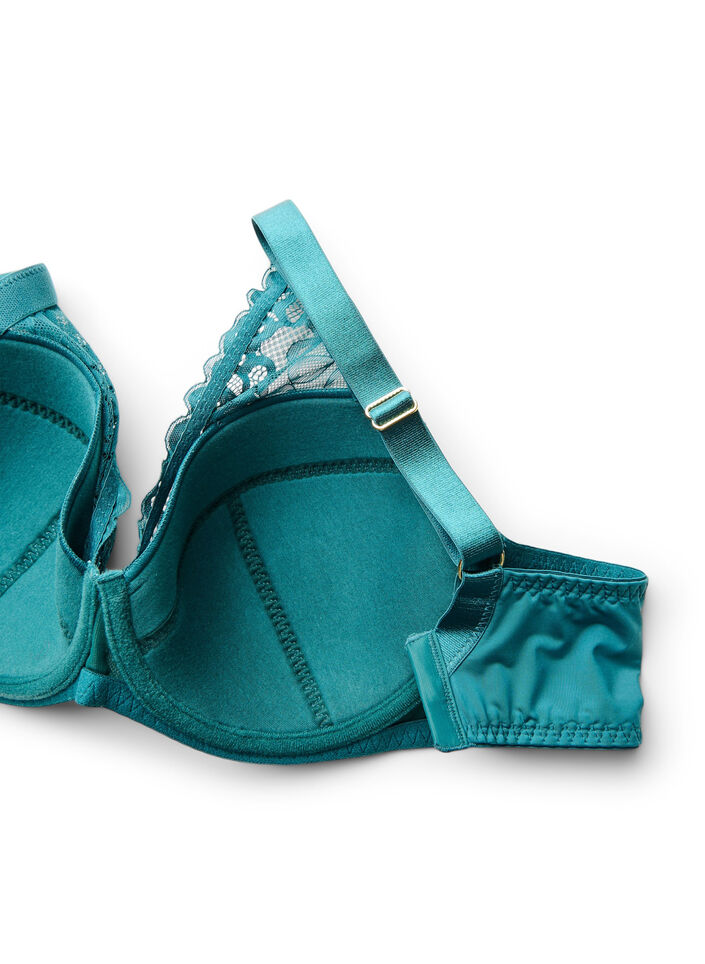 Vadderad spets-bh med bygel, Grön, Packshot image number 3