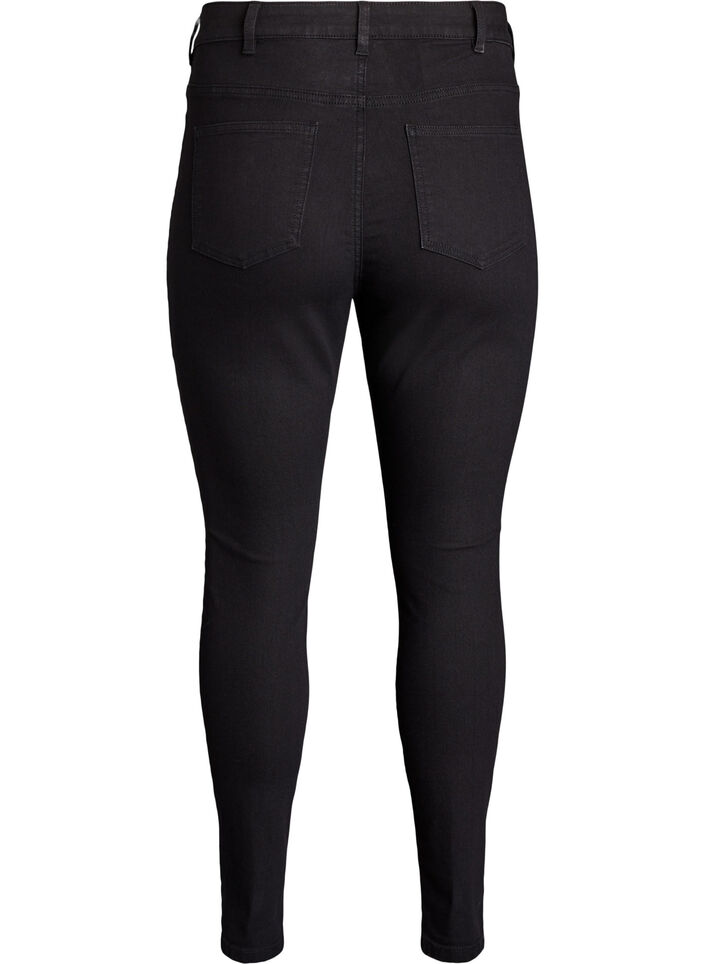 Amy jeans med h&ouml;g midja och supersmal passform, Svart, Packshot image number 1