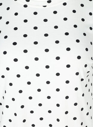 Prickig topp med puffärmar, White w. Black Dots, Packshot image number 2