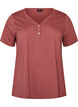 T-shirt med knappdetalj, Brun, Packshot image number 0
