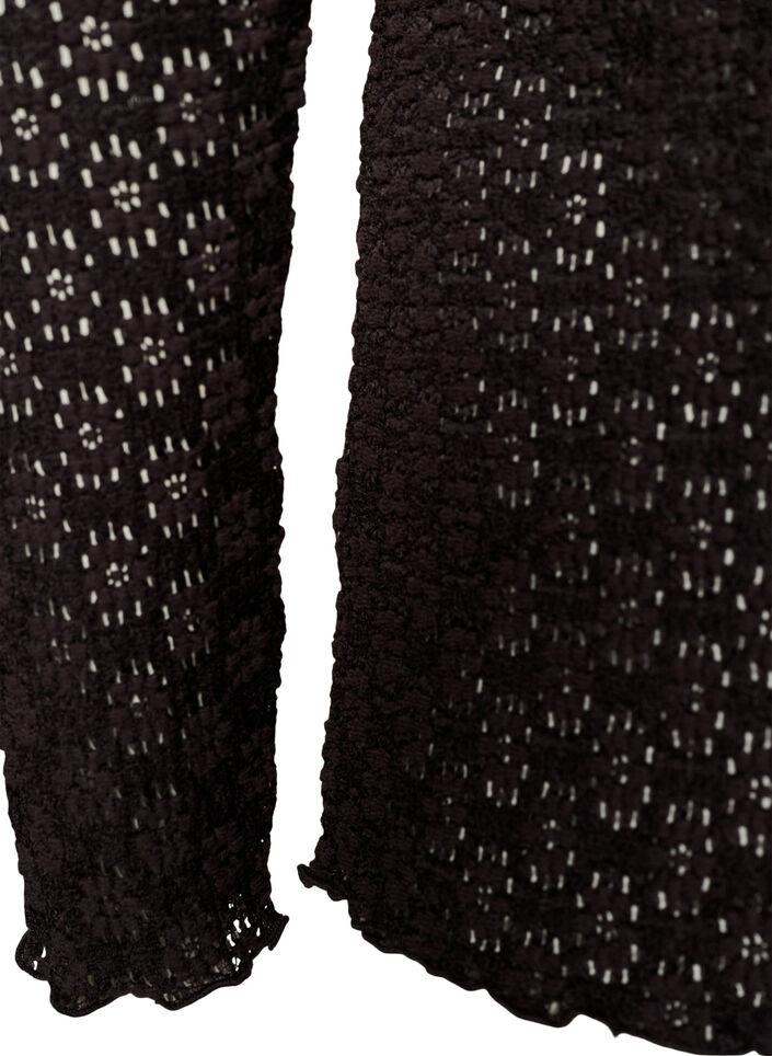 Blus med h&aring;lm&ouml;nster och l&aring;nga &auml;rmar, Svart, Packshot image number 3