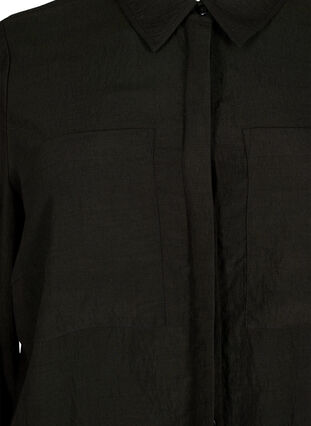 Viskosskjorta med Broderie anglaise, Black, Packshot image number 2