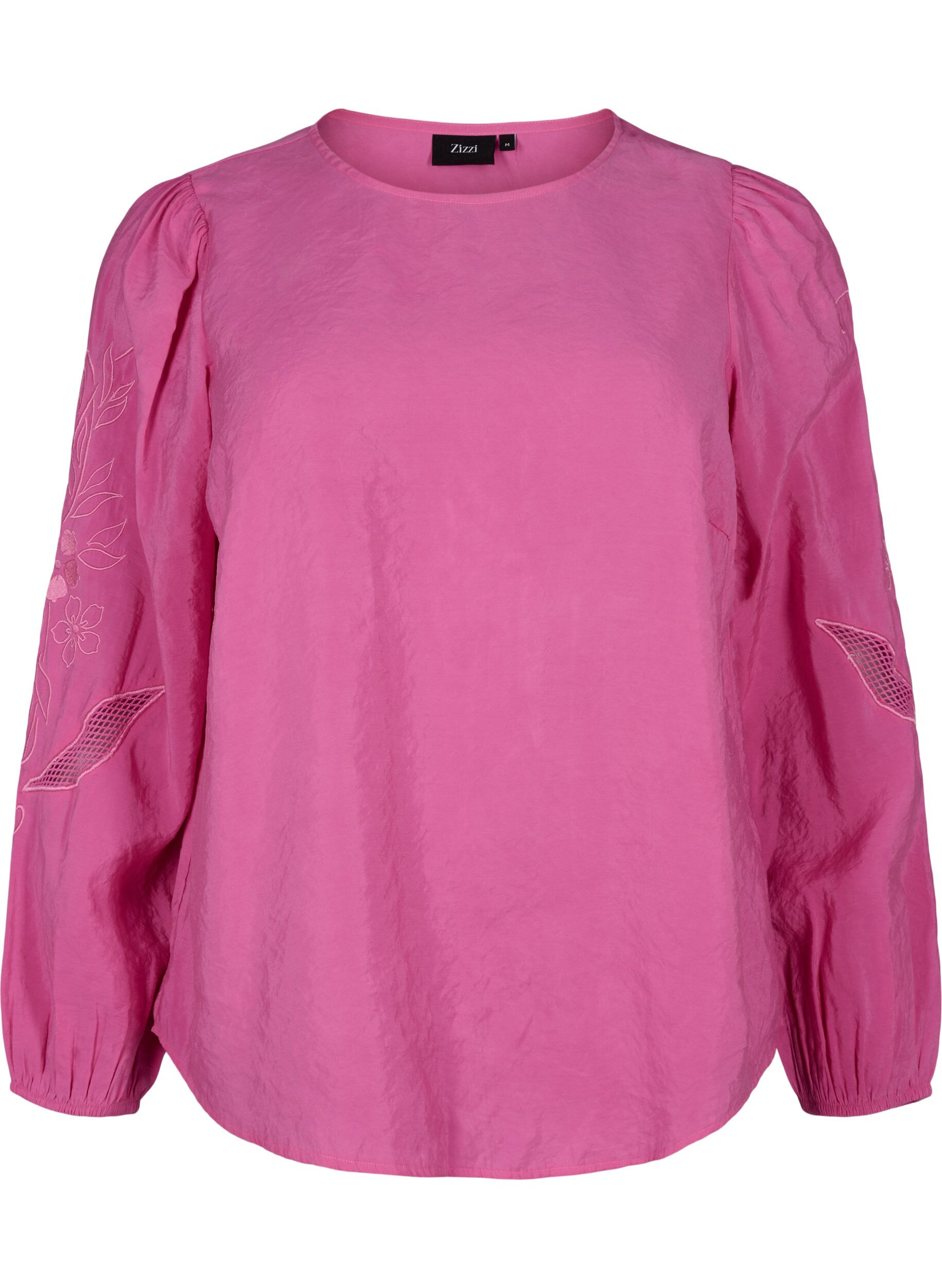 Zizzi Blus i TENCEL&trade; Modal med broderidetaljer, Phlox Pink, Packshot image number 0