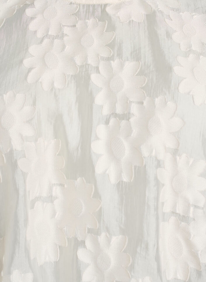 &Auml;rml&ouml;s topp i jacquard med blommig textur, Vanilla, Packshot image number 2