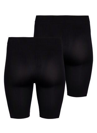 2-pack sömlösa basic shorts, Black, Packshot image number 1