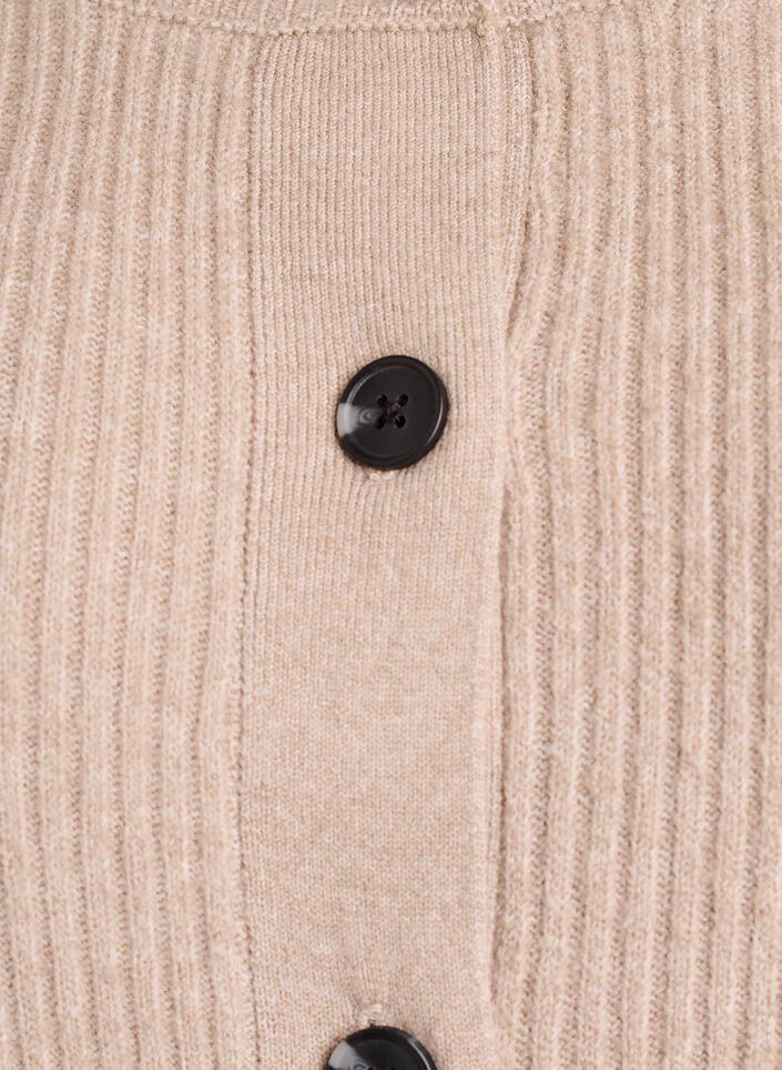 Ribbstickad kofta med knappar, Beige, Packshot image number 2