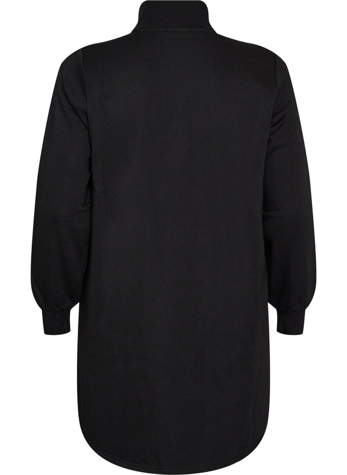 Sweatshirtkl&auml;nning med h&ouml;g ribbad krage och dragkedja, Svart, Packshot image number 1