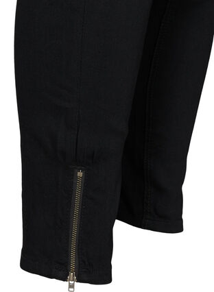 Cropped Amy Jeans med hög midja och dragkedja, Black, Packshot image number 3