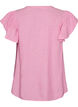Blus i viskos och linne med volang&auml;rmar, Rosa, Packshot image number 1