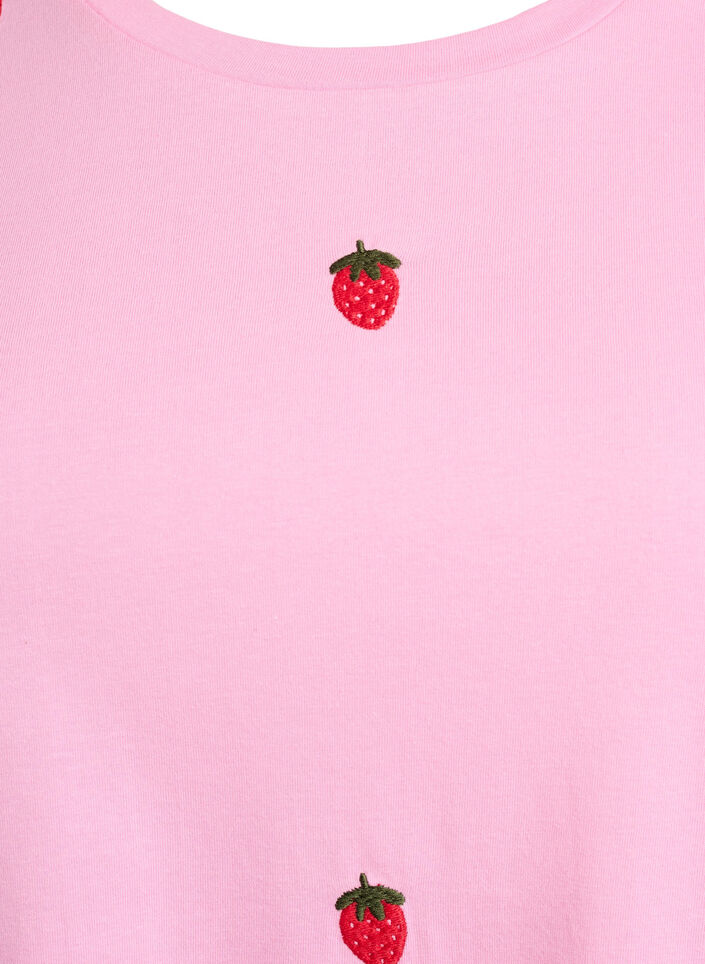 T-shirt i ekologisk bomull med broderade motiv, Rosa, Packshot image number 2