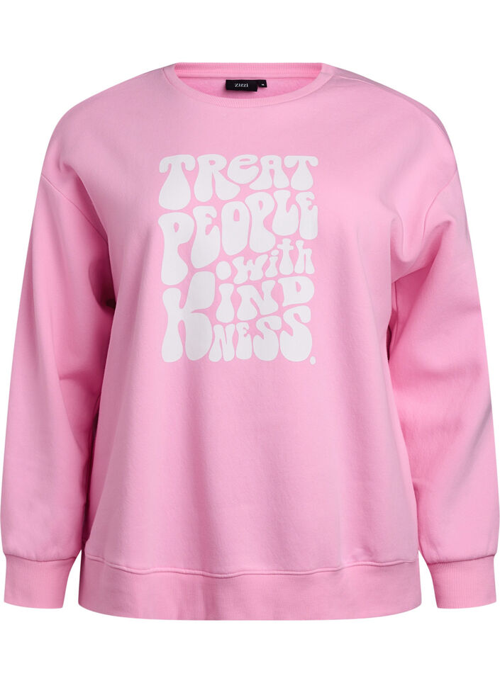 Sweatshirt med texttryck, Bubblegum, Packshot image number 0