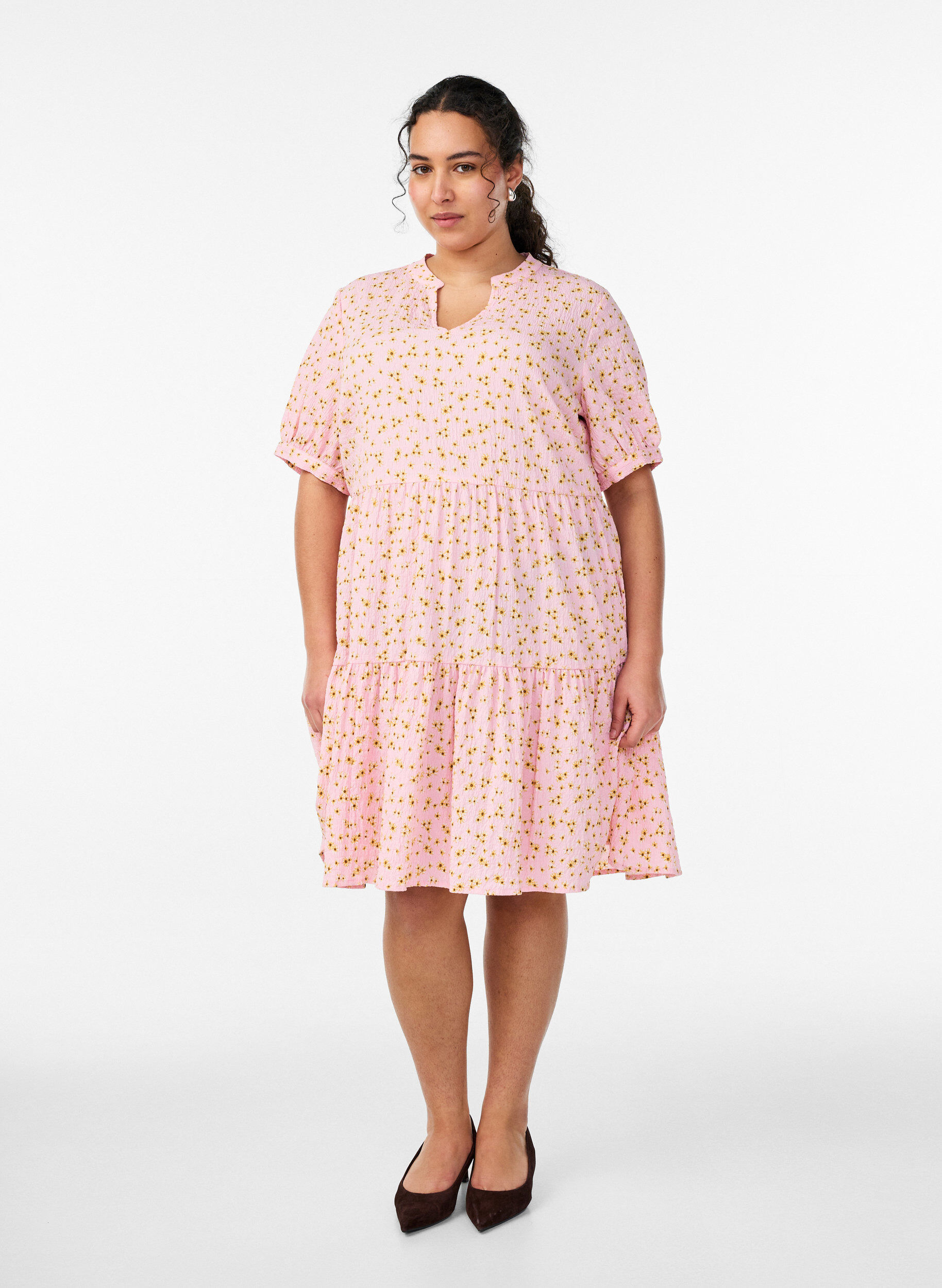 ZizziKort a-linjeformad kl&auml;nning, Rosa, Model image number 1