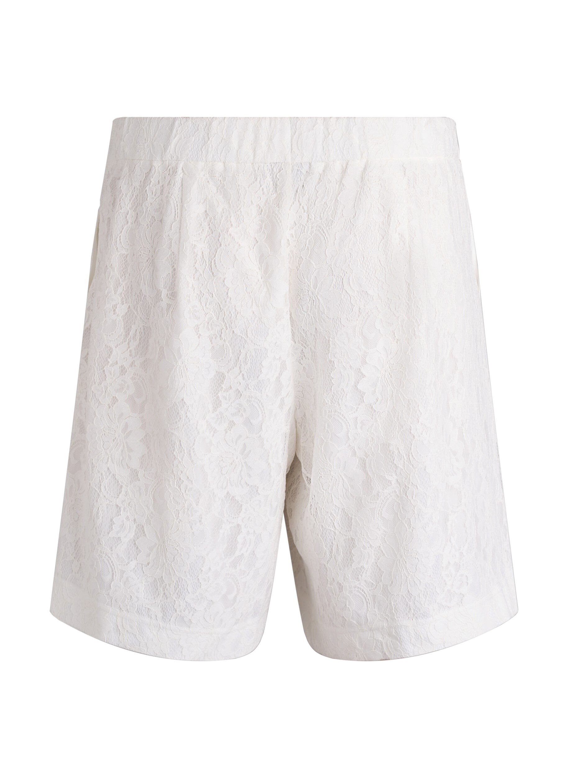 Zizzi Bermudashorts i spets med h&ouml;g midja, Vanilla, Packshot image number 1