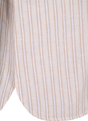 Skjortblus med knäppning i bomulls- och linneblandning, Sandshell White, Packshot image number 3