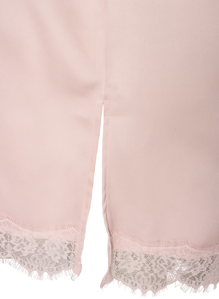 L&aring;ng topp i satin med spetskanter, Rosa, Packshot image number 3