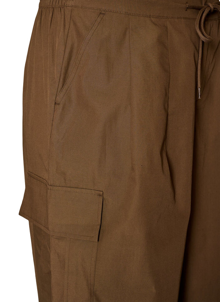 Cargobyxor i bomull med ballongben, Brun, Packshot image number 2