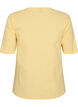 Blus i ribbad jersey med korta &auml;rmar, Gul, Packshot image number 1