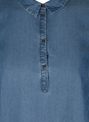 Tunika med krage och 3/4 ärmar, Blue denim, Packshot image number 2