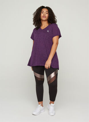 A-linjeformad tränings-t-shirt med mönster, Plum Perfect1801, Model image number 2