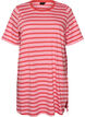 L&aring;ng oversized randig t-shirt i ekologisk bomull, Rosa, Packshot image number 0