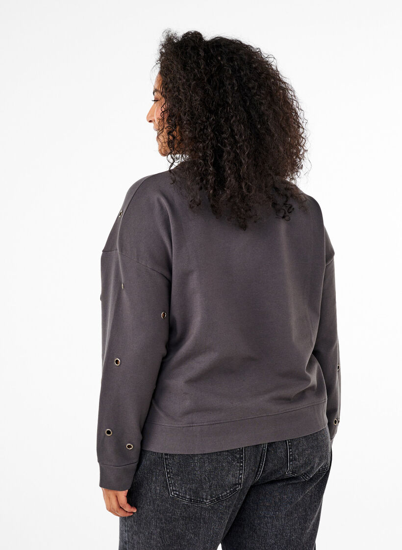 Sweatshirt med öljetter, Grå, Model image number 2