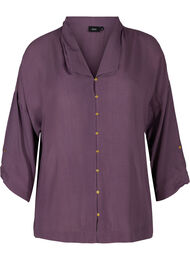 Viskosskjorta med 3/4 ärmar, Vintage Violet