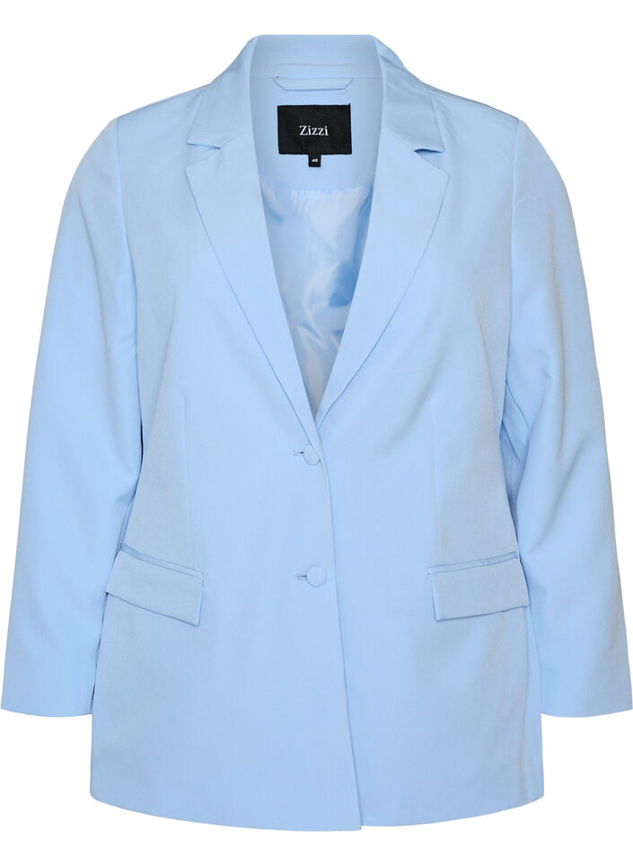 Klassisk blazer med kn&auml;ppning, Bl&aring;, Packshot image number 0