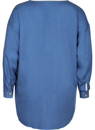 Skjorta i lyocell med v-ringning, Blue denim, Packshot image number 1