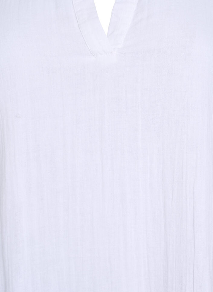 Kort a-linjeformad kl&auml;nning i bomullsmuslin, Vit, Packshot image number 2