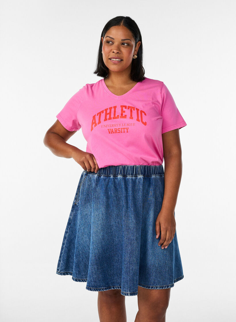 Kort jeanskjol, Bl&aring;, Model image number 0