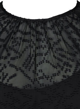Blus med 3/4 ärmar och struktur, Black, Packshot image number 2