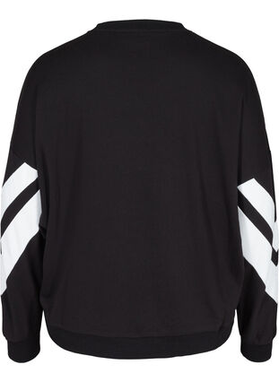 Sweatshirt med printdetaljer på ärmarna, Black, Packshot image number 1