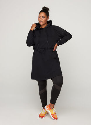 Sweatklänning med luva, Black, Model image number 2
