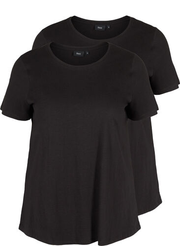 2-pack kortärmade t-shirtar i bomull, Black/Black, Packshot image number 0