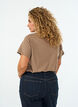 T-shirt i bomull med tryck framtill och v-ringning, Brun, Model image number 2