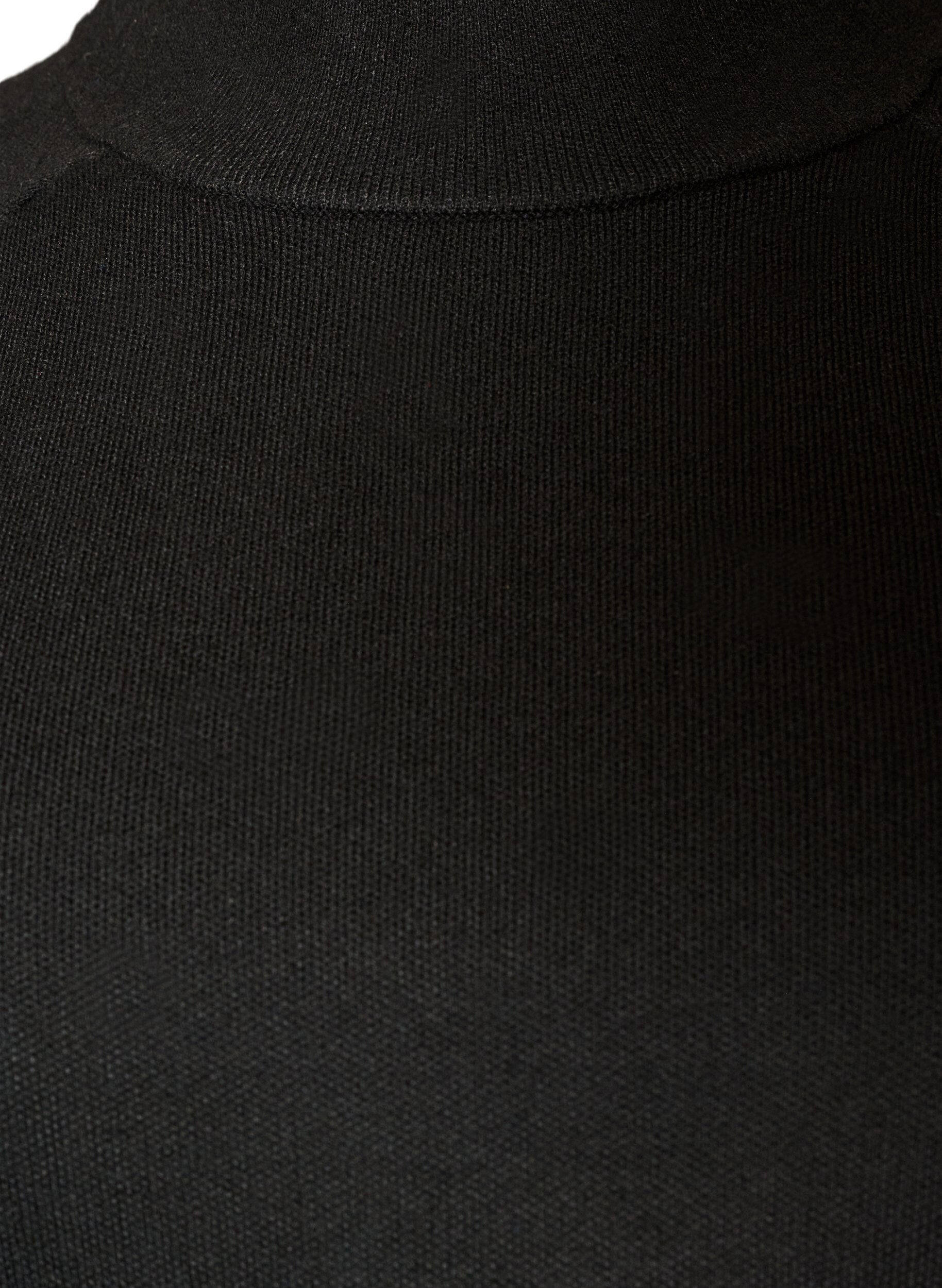 ZizziStickad blus i viskosblandning med polokrage, Svart, Packshot image number 2