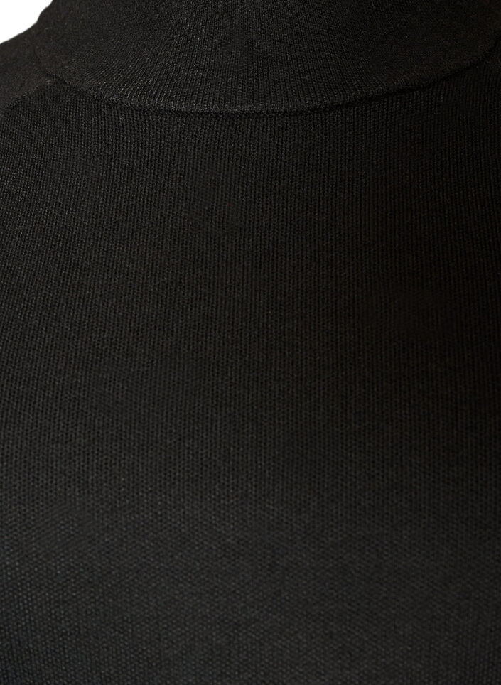 Stickad blus i viskosblandning med polokrage, Svart, Packshot image number 2
