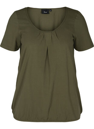 T-shirt med rund halsringning och spetskant, Ivy Green, Packshot image number 0